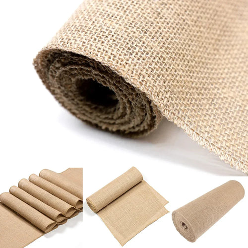 Chemin de table en jute decoration champetre mariage - vue 3 sur 7