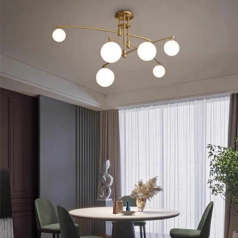 lustre moderne en verre style nordique pour décoration intérieure - vue 4 sur 12