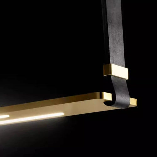 LED-Kronleuchter aus Metall und Leder für Bar und Büro - vue 6 sur 9