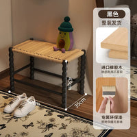 Creative Gourd Stool, French Woven Solid Wood Stool, Household Shoe Changing Stool, Living Room Sofa Side Shelf