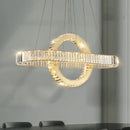 Lustre LED led moderne en acier doré avec cristaux et câble réglable