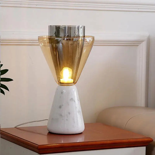 Nordic Marble Table Lamp with E27 Changeable Bulb Led Desk Light Glass Shade - vue 2 sur 7