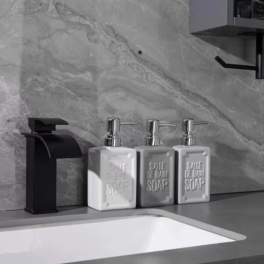 distributeur de savon moussant en céramique pour salle de bain et cuisine - vue 6 sur 9