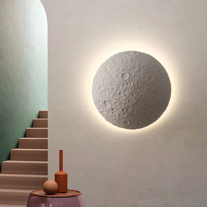 applique murale décorative lune design créatif éclairage led moderne - vue 2 sur 6