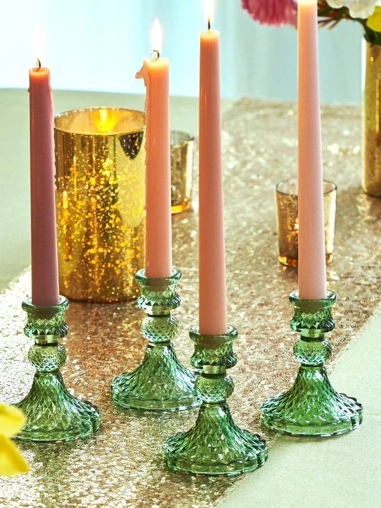bougeoirs en verre cristal pour décorations de table festive - vue 5 sur 8