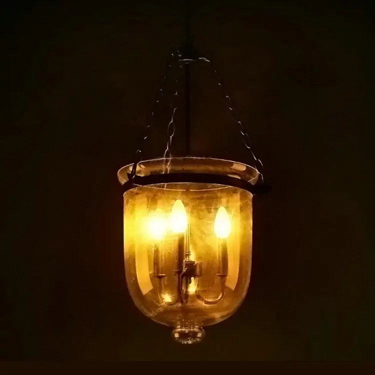 Suspension en verre transparent de couleur noir/rouille
