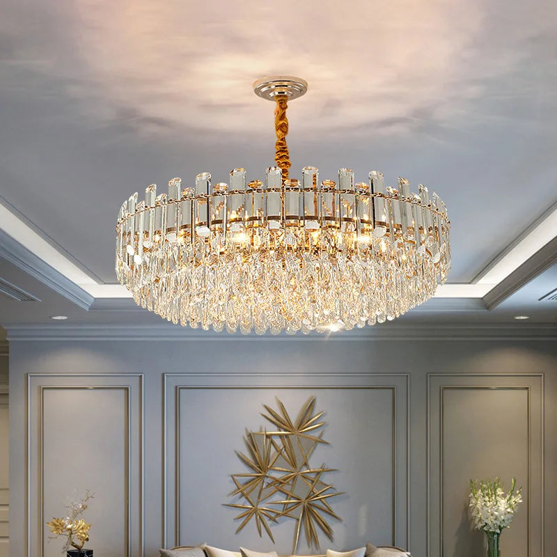 lustre led de luxe en cristal moderne 	 en stock - vue 5 sur 30