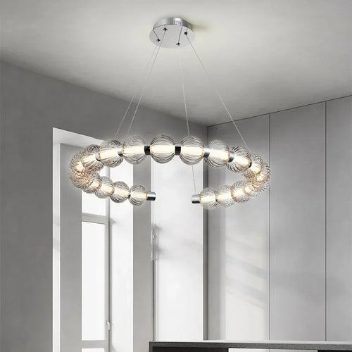 LED-Kronleuchter Luxus Chrom Perlenkette Design - vue 4 sur 13