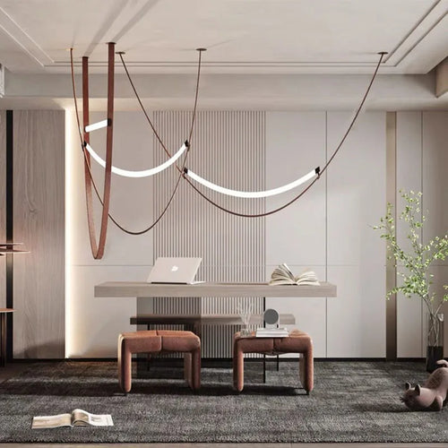 lustre led en silicone et cuir artificiel pour hôtel