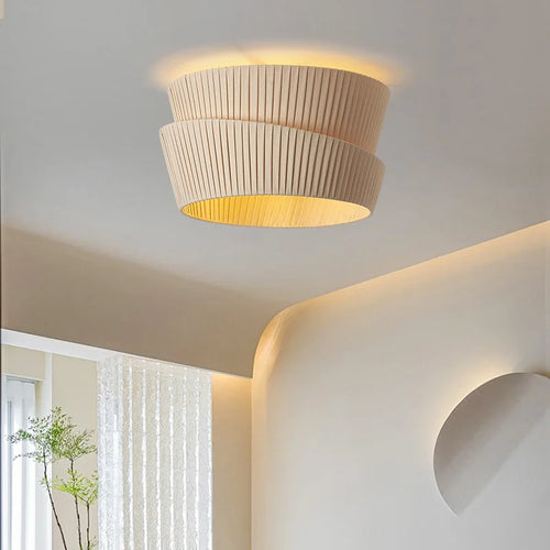 Lustre de style crème français Wabi Sabi Suspension LED pour salon salle à manger chambre minimaliste Suspension en tissu fait main