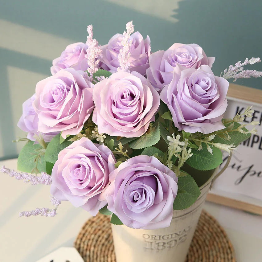bouquet de roses artificielles pour mariage et décoration intérieure - vue 8 sur 12