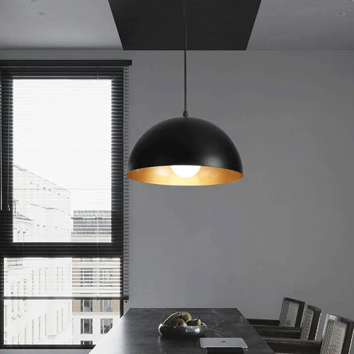 Retro-Pendelleuchte im Loft-Stil mit halbrundem Lampenschirm - vue 2 sur 4