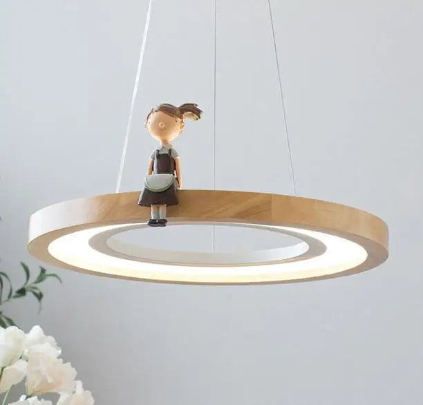 Runde LED-Pendelleuchte aus Holz für gewerbliche und industrielle Beleuchtung
