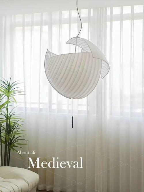 Moderner LED-Kronleuchter Wabi Sabi aus Stoff – Dekorative Beleuchtung - vue 4 sur 12