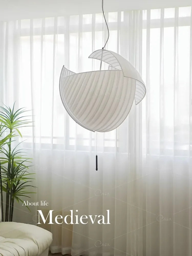 Moderner LED-Kronleuchter Wabi Sabi aus Stoff – Dekorative Beleuchtung - vue 4 sur 12