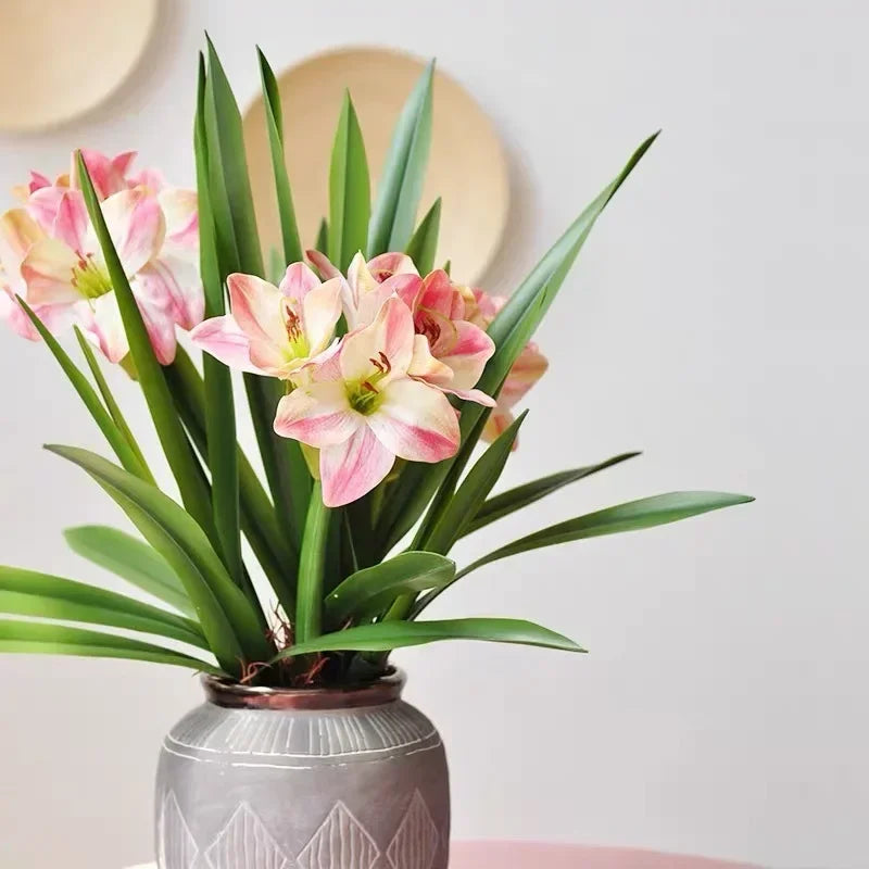 feuilles de clivia artificielles en caoutchouc souple pour décoration intérieure