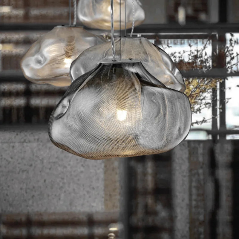 lustre moderne 	 en verre pour restaurant et magasin de vêtements - vue 4 sur 10