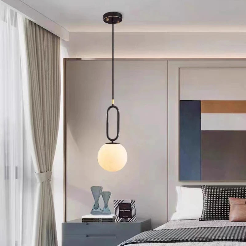 suspension led en laiton et marbre pour décoration intérieure - vue 5 sur 8