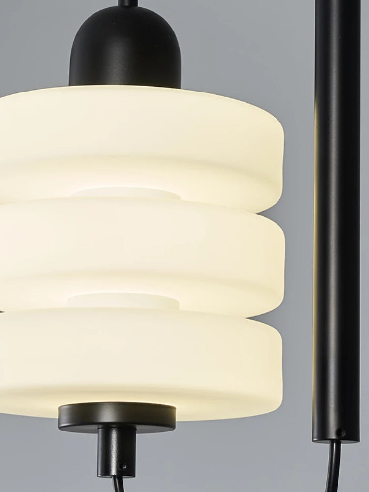 Kronleuchter aus schwarzem und weißem Glas modernes elegantes Design - vue 5 sur 7