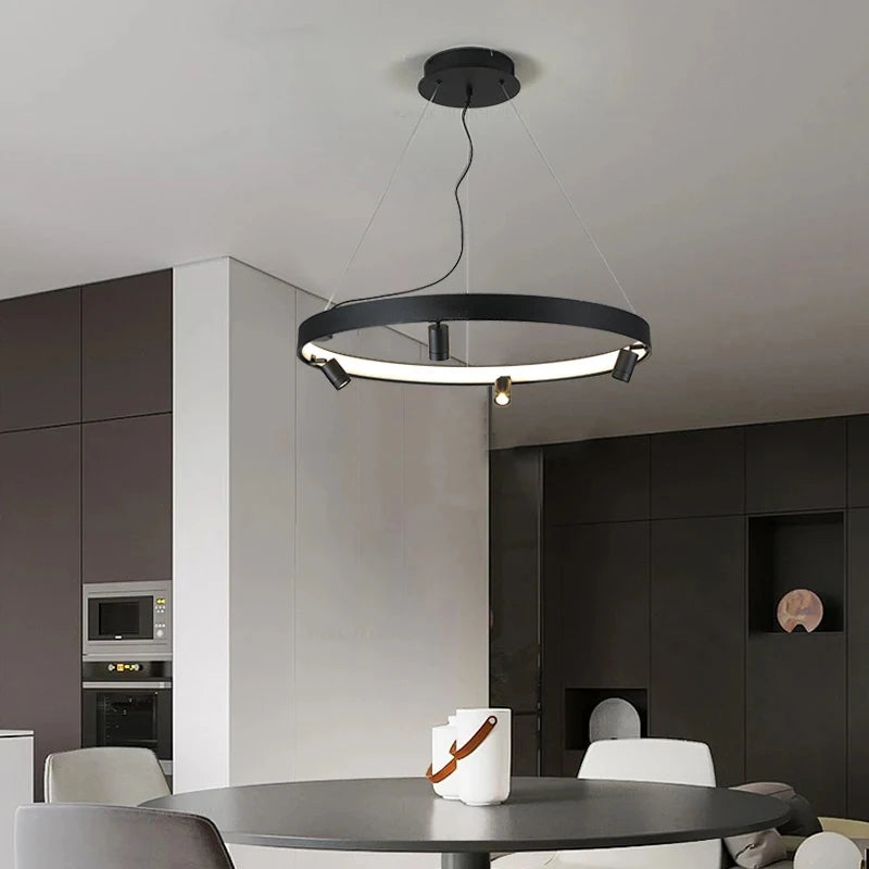 LED-Pendelleuchte in Kreisform im modernen nordischen Stil - vue 3 sur 9