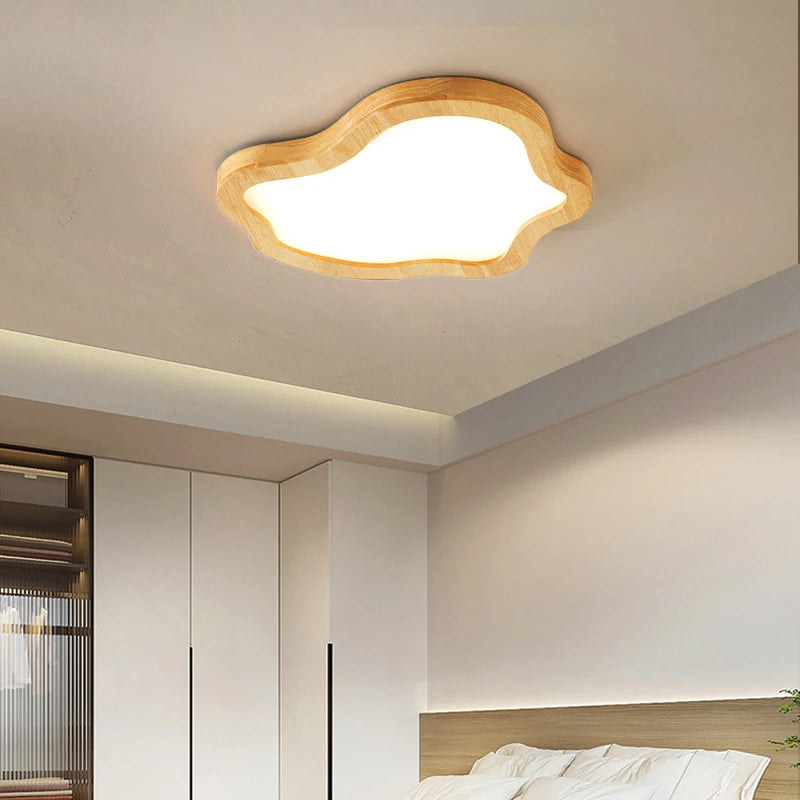 plafonnier moderne à leds avec grain de bois doré nordique - vue 3 sur 7