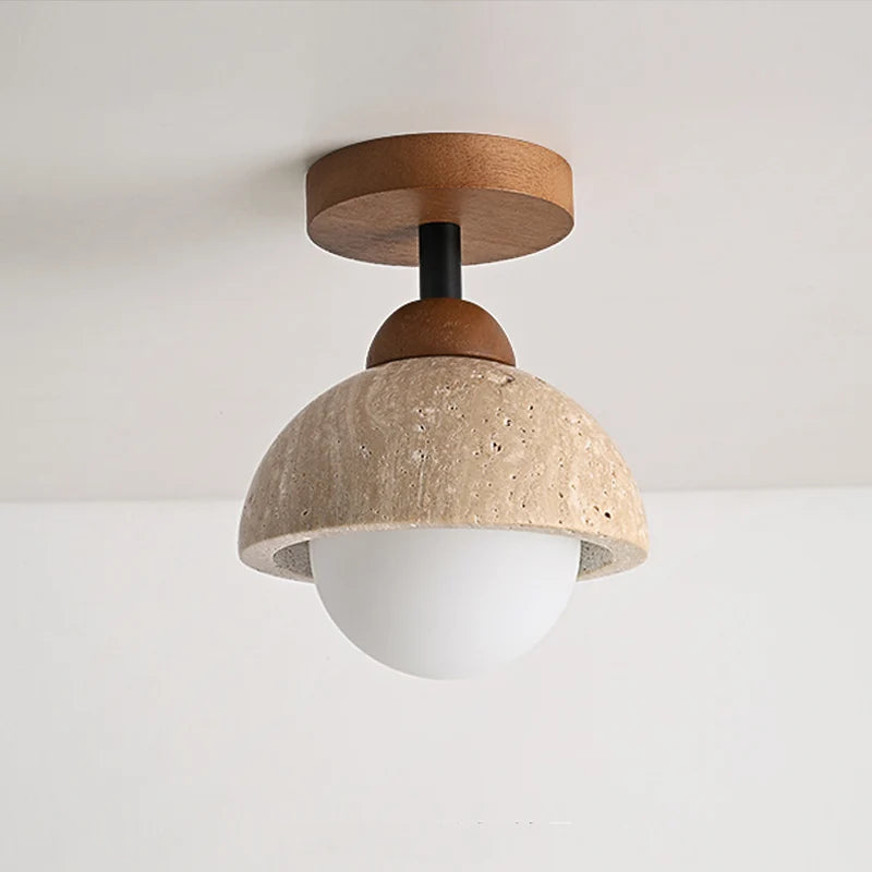 plafonnier décoratif led style wabi sabi japonais en calcaire - vue 5 sur 6