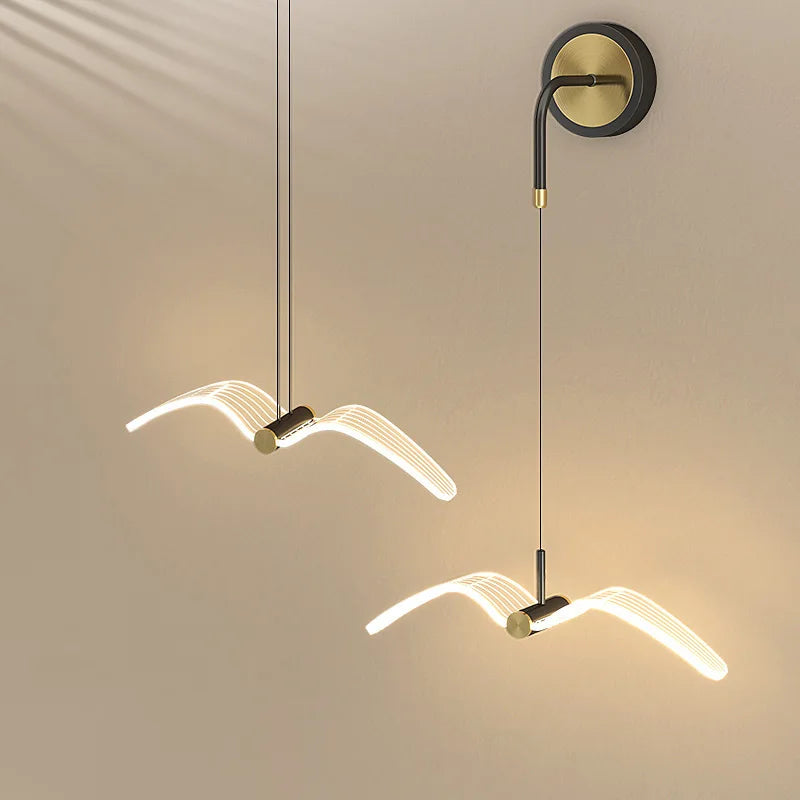 applique murale led créative mouette nordique éclairage allée - vue 2 sur 8