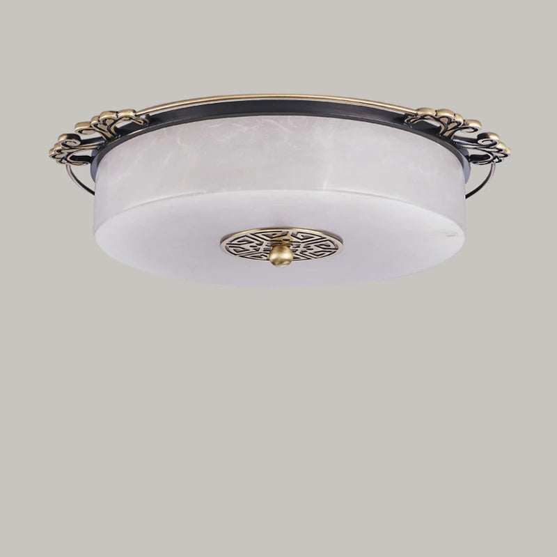 plafonnier led luxe marbre circulaire pour grand ménage - vue 3 sur 7