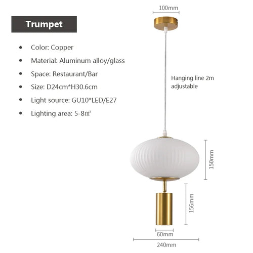 suspension en verre rétro design pour décoration intérieure