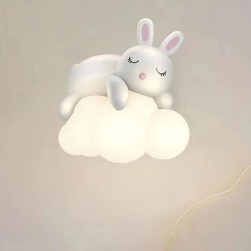 Applique murale lapin créatives sur nuage blanc - vue 2 sur 10