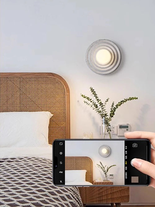 LED-Wandleuchte Retro Rund aus Kunstharz im japanischen Stil - vue 5 sur 10
