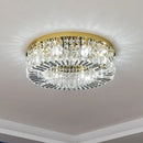 Moderner Kronleuchter rund aus Kristall und Chrom mit nordischem LED-Design