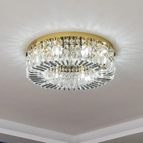 Moderner Kronleuchter rund aus Kristall und Chrom mit nordischem LED-Design - vue 3 sur 8