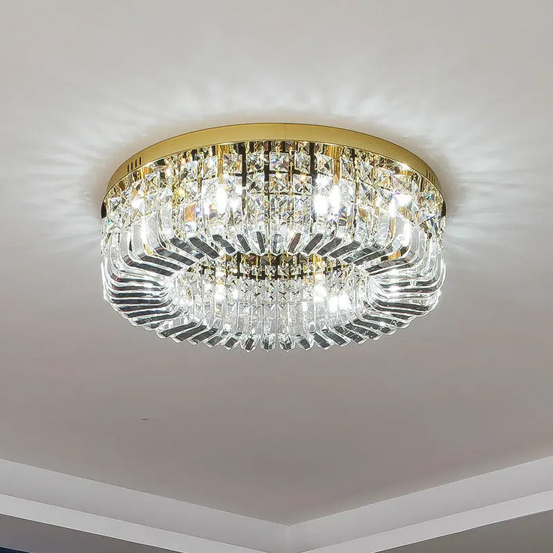 Moderner Kronleuchter rund aus Kristall und Chrom mit nordischem LED-Design - vue 3 sur 8
