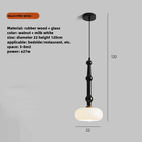 Pendelleuchte aus Kautschukholz und Glas für modernes Interieur - vue 9 sur 10