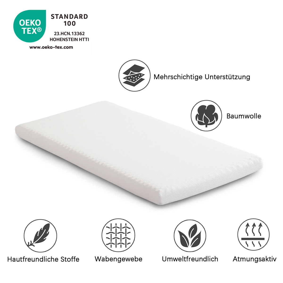 Mattress, Comfortable, Honeycomb Fabric, Bamboo Carbon Sponge, Eco-Tex Certified, Ergonomic, breathable and durable, Compression Sve