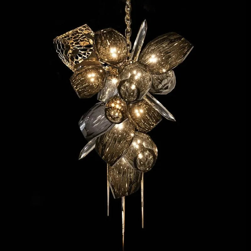 lustre en verre nordique de luxe en cristal moderne