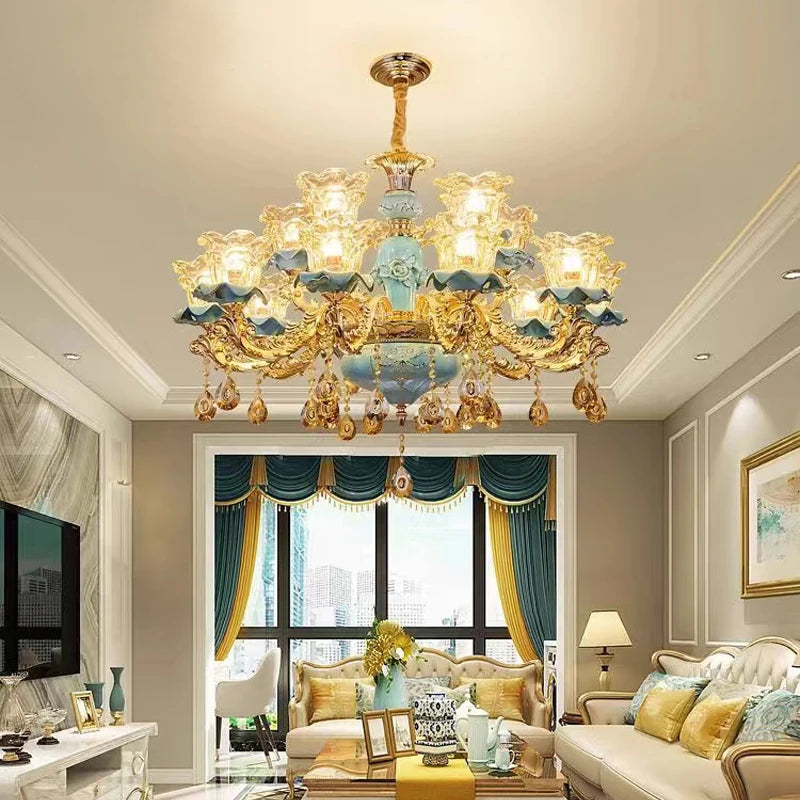 lustre rétro en céramique style européen pour intérieur - vue 4 sur 14