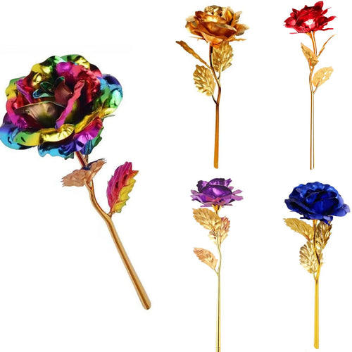 fleur de rose artificielle en métal doré décorative à offrir - vue 2 sur 19