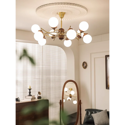 Kronleuchter aus Holz und Glas im amerikanischen Retro-Stil für Küche und Restaurant - vue 2 sur 9