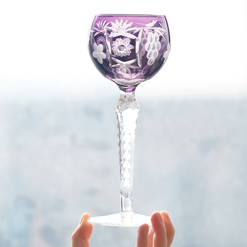 verres à vin cristal style antique gravés main