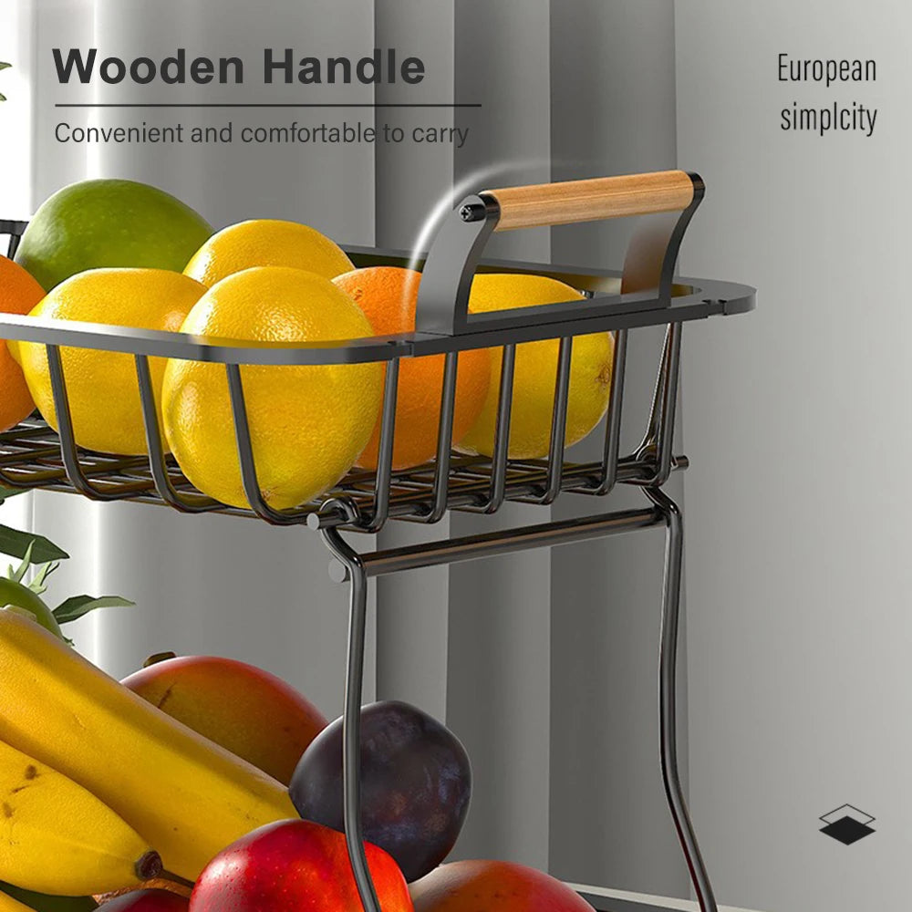 panier de rangement rectangulaire à deux niveaux pour fruits et légumes - vue 6 sur 6