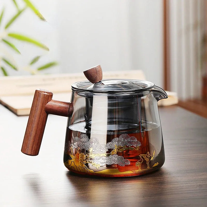 Théière gaiwan en verre résistant chaleur infusion puer