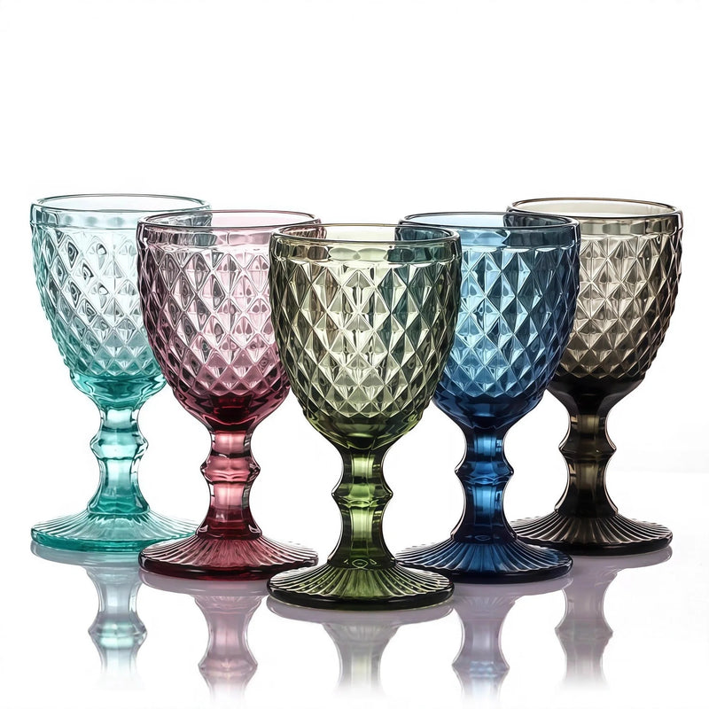 Verre a vin relief style europeen epais retro