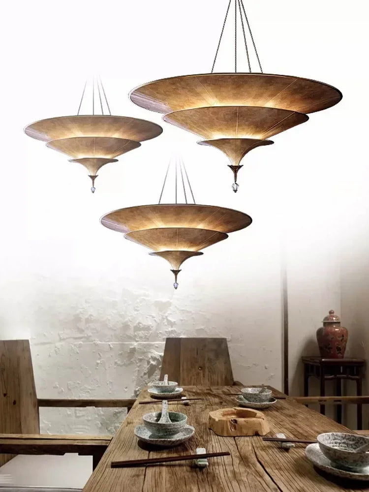 lustre parapluie thaïlandais style wabi-sabi pour intérieur moderne - vue 4 sur 8