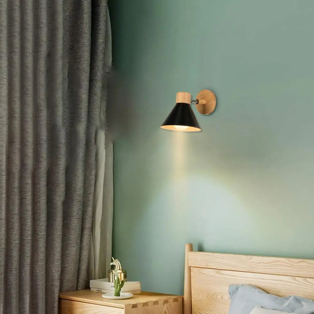 applique murale led nordique bois moderne décor maison - vue 4 sur 23