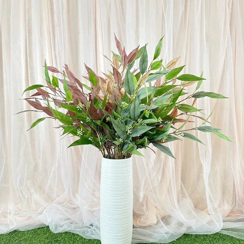 feuille d eucalyptus artificielle en soie pour décoration intérieure