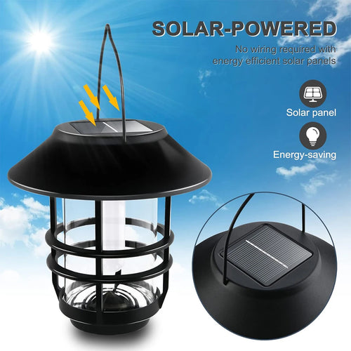 Solarbetriebene kabellose Outdoor-Laterne zum Aufhängen, wasserdicht für den Garten - vue 6 sur 7
