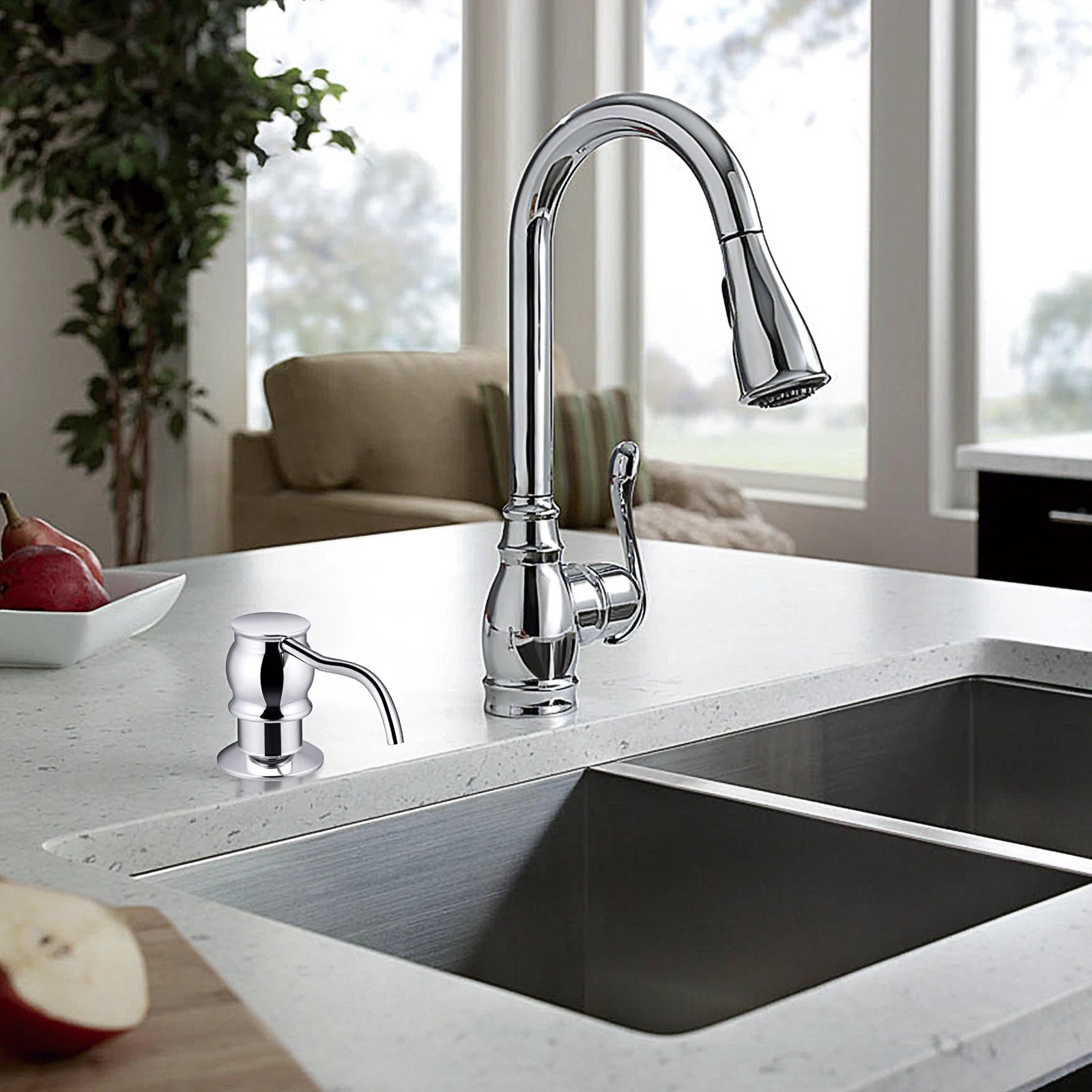 distributeur de savon liquide avec pompe en laiton pour cuisine - vue 9 sur 9
