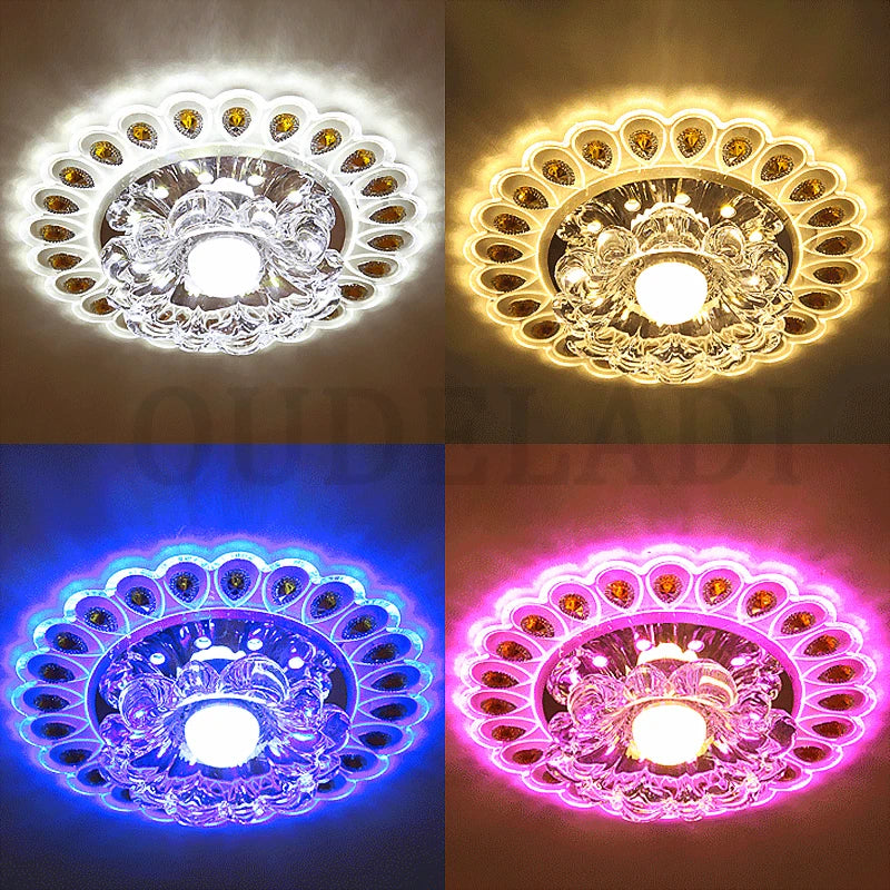 Moderne Cristal Verre LED Plafonnier Spot Couloir Couloir Allée Porche Plafond Encastré Décor À La Maison Luminaire - vue 5 sur 11